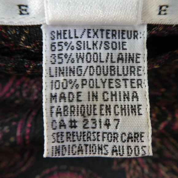 SiLK WooL Vintage Talbots Midi Skirt Dark Paisley Lined Side Zip A Line NO Slit - Picture 7 of 8